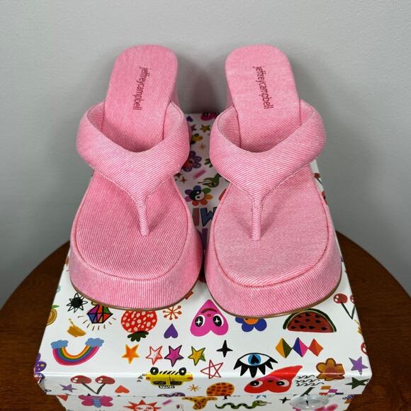 New Jeffrey Campbell Denim Drippin Sandal in Pink Women's Size 8.5 - Picture 1 of 7